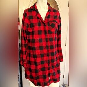 Red and Black Plaid Button-Up Shirt
